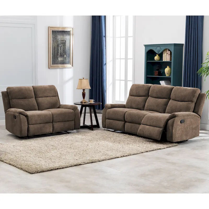 Ronald Transitional Faux Leather Reclining Living Room Sofa Set