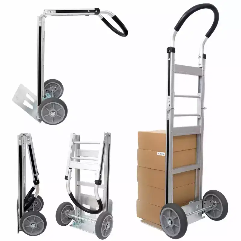 Aluminum Foldable Utility Shopping Cart w/ Wheels & Removable Bag