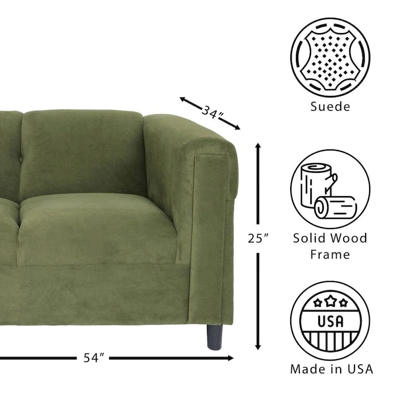 Coast to Coast Sofas Mid Century Modern Loveseat Sofa Solid Wood Frame Upholstered