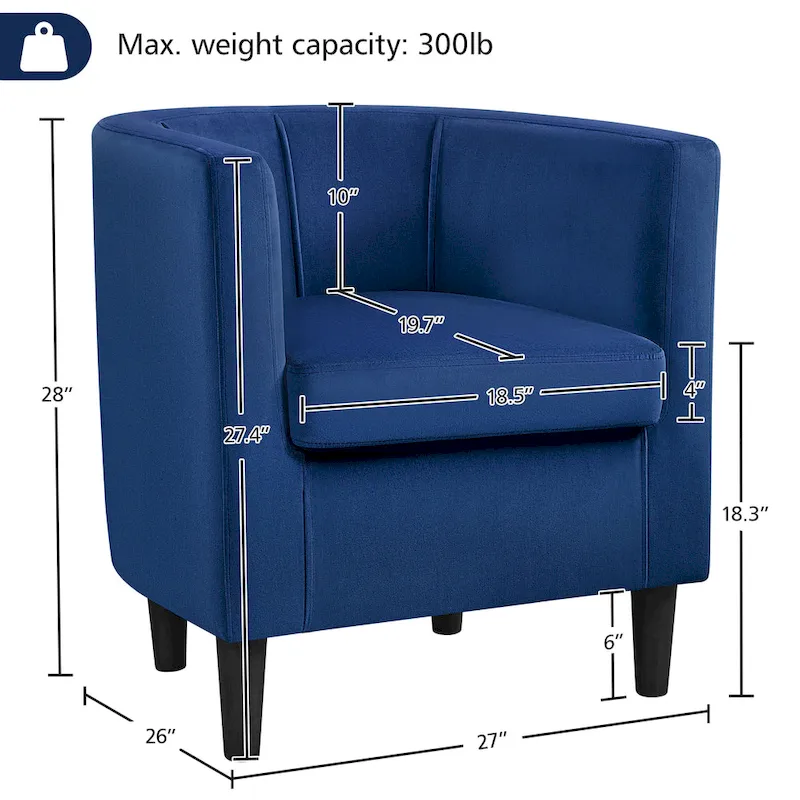 Yaheetech Modern Barrel-shaped Chair Upholstered Velvet Club Chair