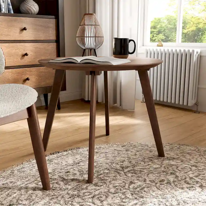 Furniture of America Beck Mid-century 2-Piece Walnut Boucle Wingback Accent Chair and Table Set