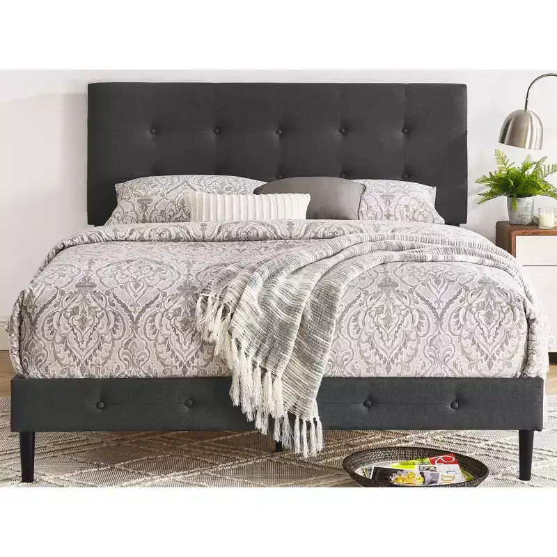 DeCoro Cambridge Upholstered Wooden Platform Bed Frame
