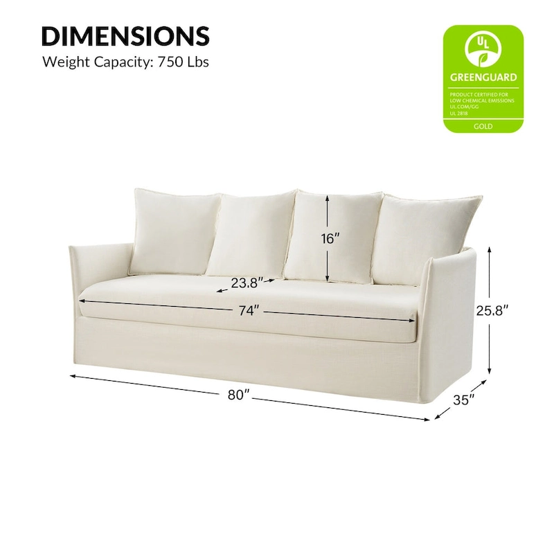 Gottfried 80 Slipcovered Sofa with Removable Cushions by HULALA HOME