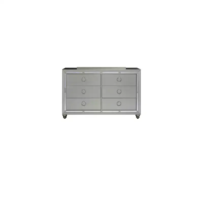 HomeStock 19 in.H Metal Horizontal Dressers with 6 - Drawers in Silver Finish