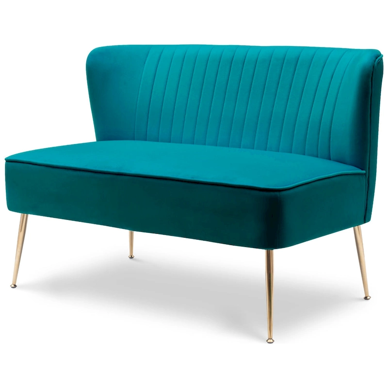 Farrah Upholstered Velvet Polyester 46 Wide Loveseat - Armless/ Scalloped Back