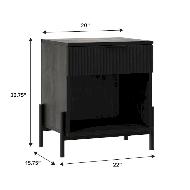 Middlebrook Designs Modern Fluted-Drawer Nightstand