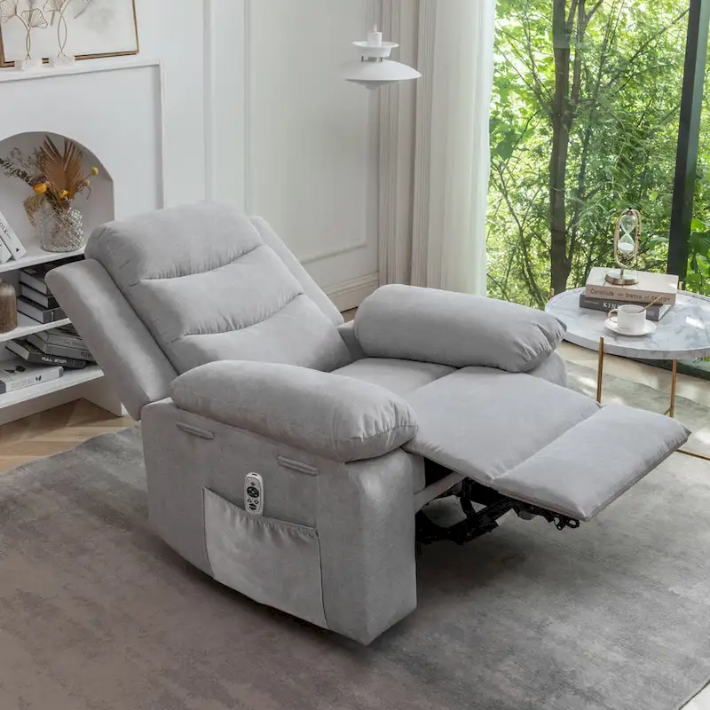 Electric recliner with seat heating and adjustable massage function