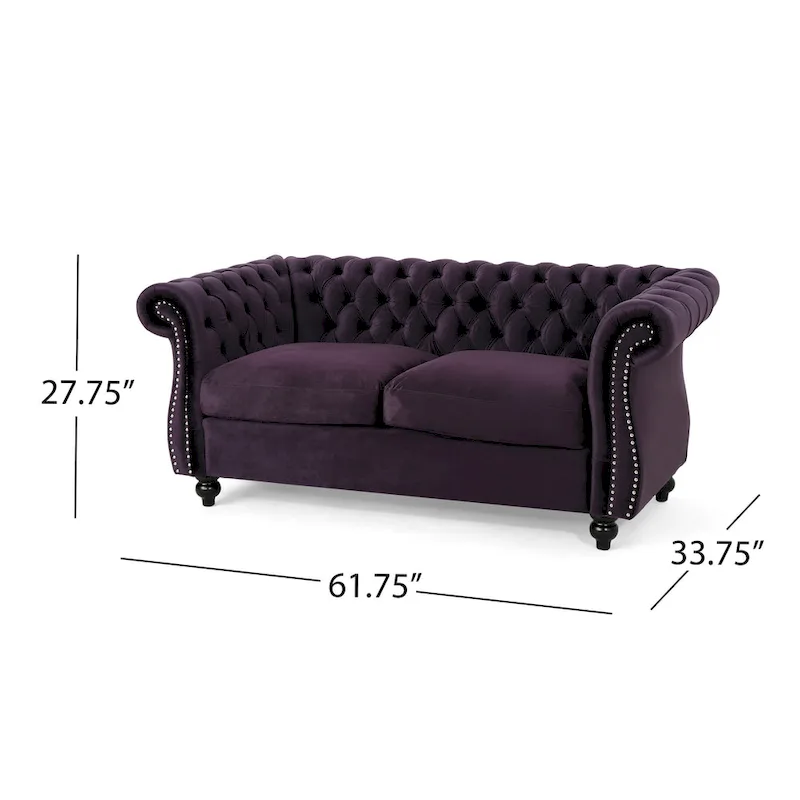 Somerville Upholstered Chesterfield Nailhead Loveseat by Christopher Knight Home