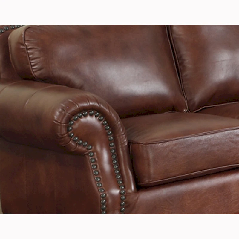 Brandon Distressed Whiskey Italian Leather Sofa Set