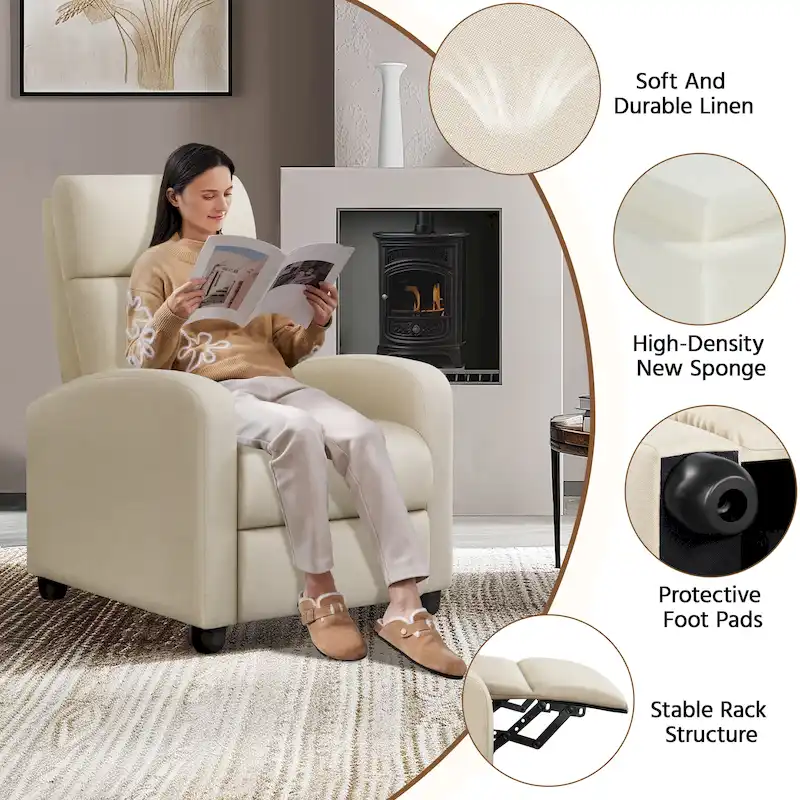 Yaheetech Modern Fabric Recliner Chair