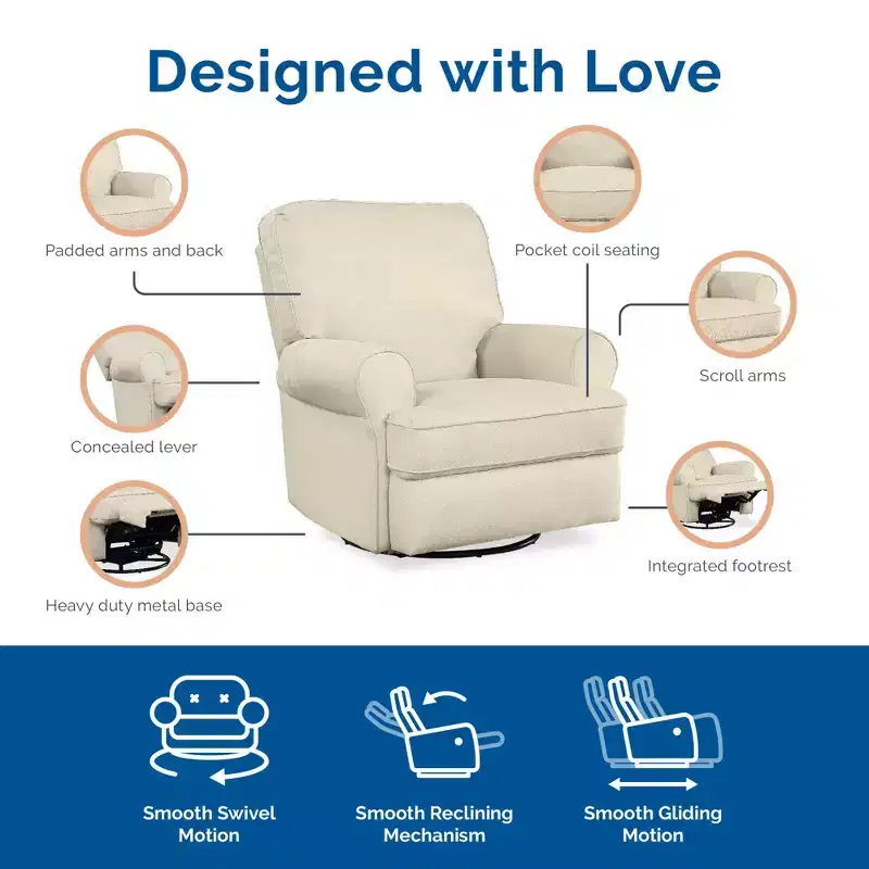 Baby Relax Tiana Nursery Swivel Glider Recliner Chair