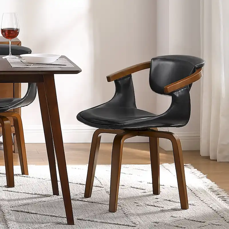 Modern Swivel Dining Chair, Upholstered Seat, 360-Degree Rotation, Mid-Century Style