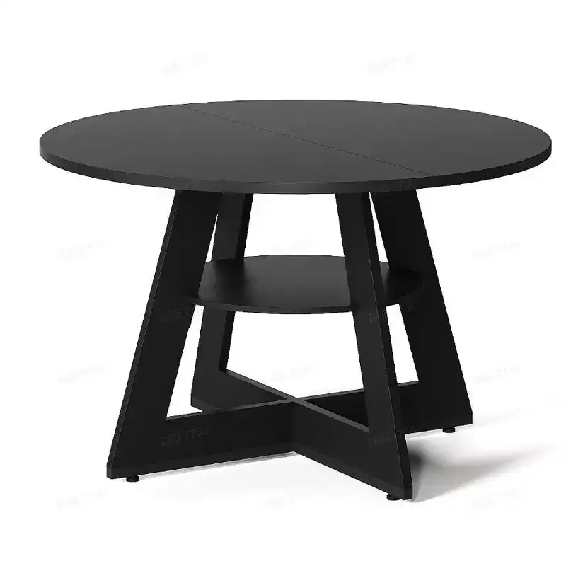 Bestier 47 Round Dinning Table for 4 People, Kitchen Dining Room Circle Dinner Pedestal Table,Space Saving Wood Kitchen & Dining Room
