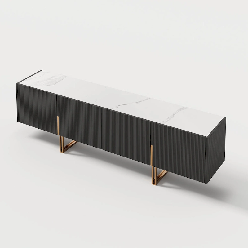 78.7 TV Stand, Entertainment Center with Faux Marble Top