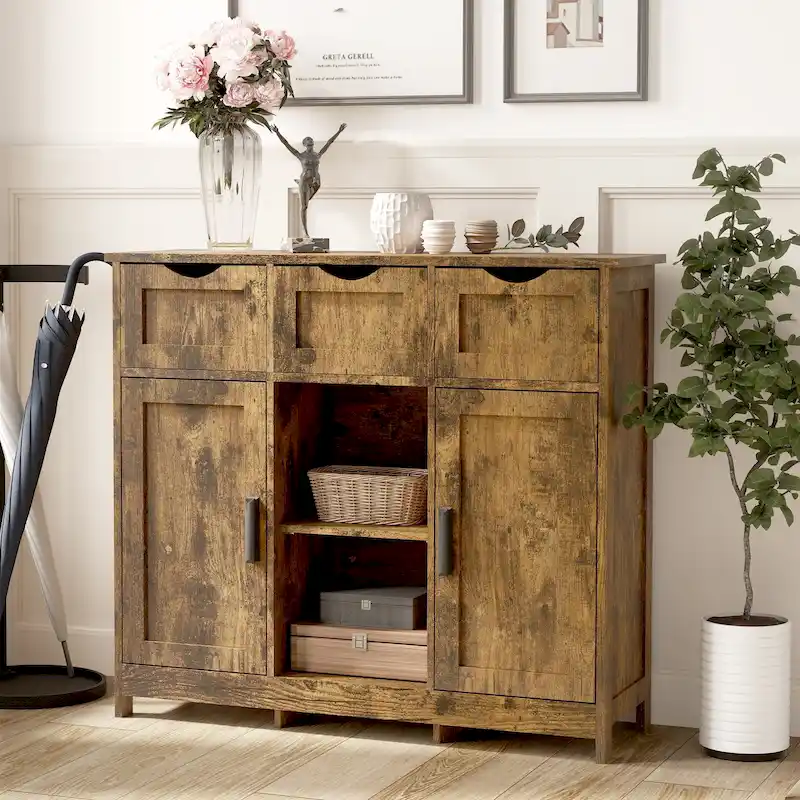Storage Cabinets,Wooden Floor Cabinet,with Drawers and Shelves Storage Cabinets,Accent Cabinet for Living Room,Bedroom
