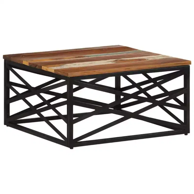 Coffee Table End Table – Solid Wood & Metal Frame, Industrial Style