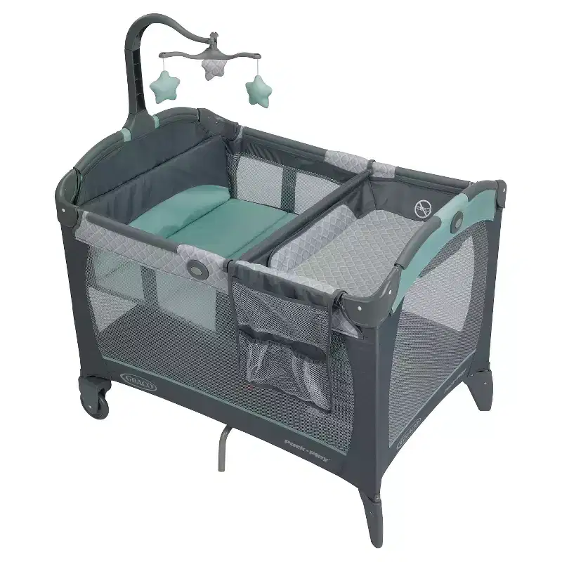 Pack 'n Play Change 'n Carry Playard: Locking Wheels, Changing Table, Baby Mobile, Carrying Bag
