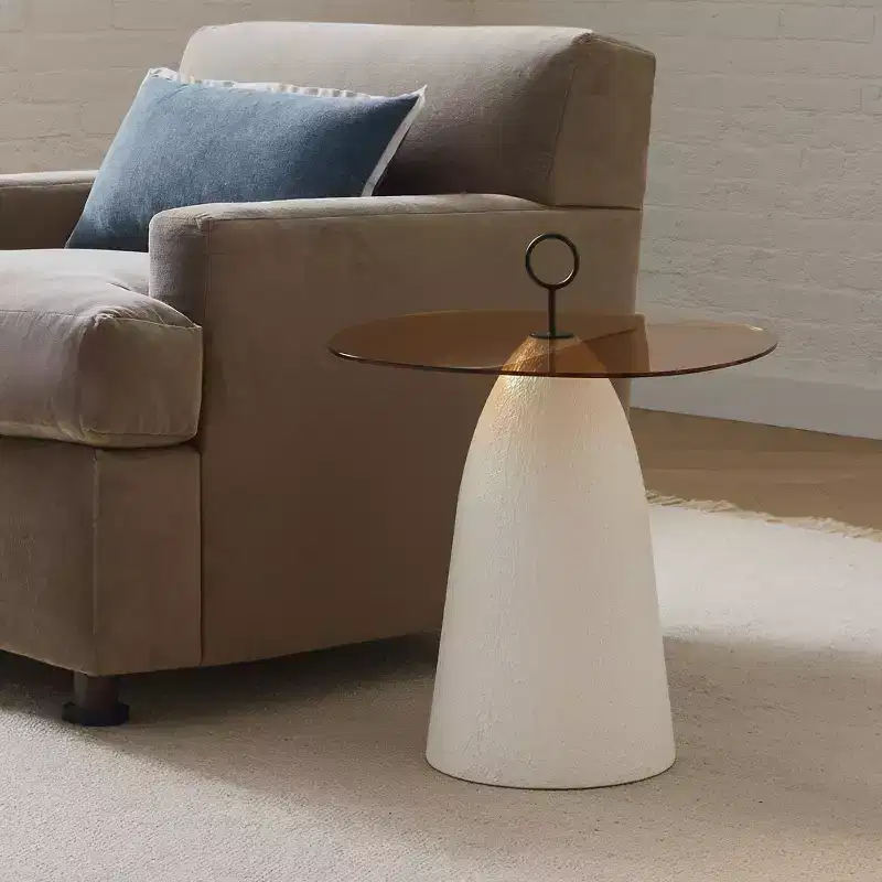 Modern Accent Side Table with Tempered Glass Top