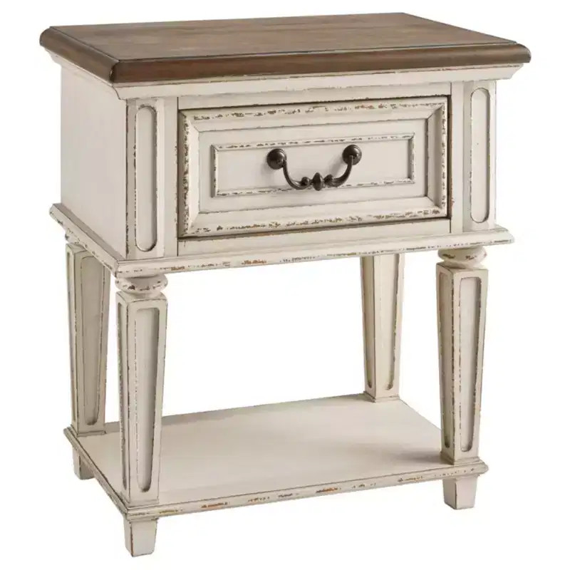 One Drawer Nightstand Chipped White - Cottage Style