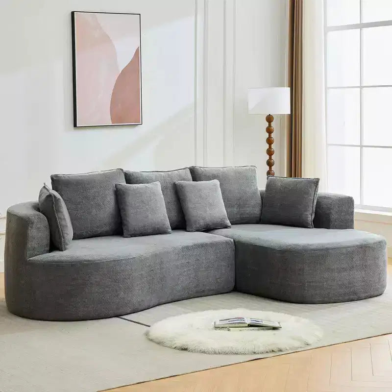 GustoWave 106 Modern Curved Sectional Cloud Sofa with Chaise Lounge, Modular Chenille Fabric Sleeper Couch, No Assembly Required