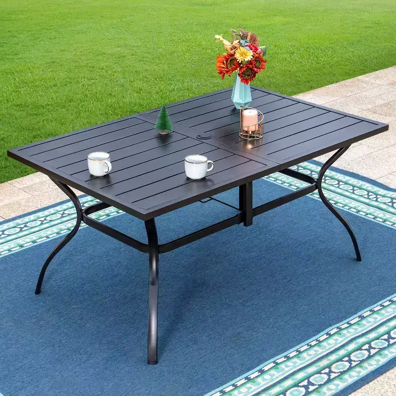 7pc Patio Set with Steel Table & Aluminum Sling Chairs - Captiva Designs: Outdoor Dining Furniture