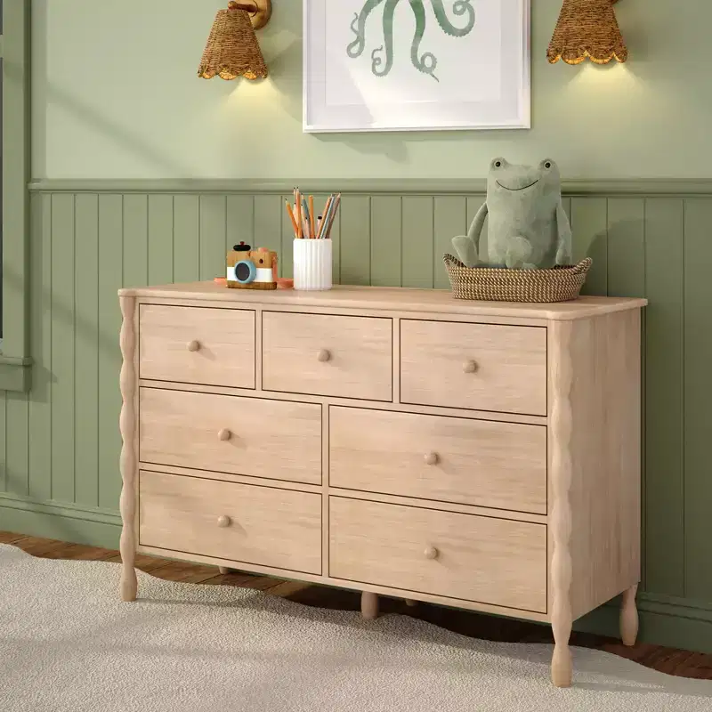 7 Drawer Spindle Dresser - Solid Pine, Kids Bedroom