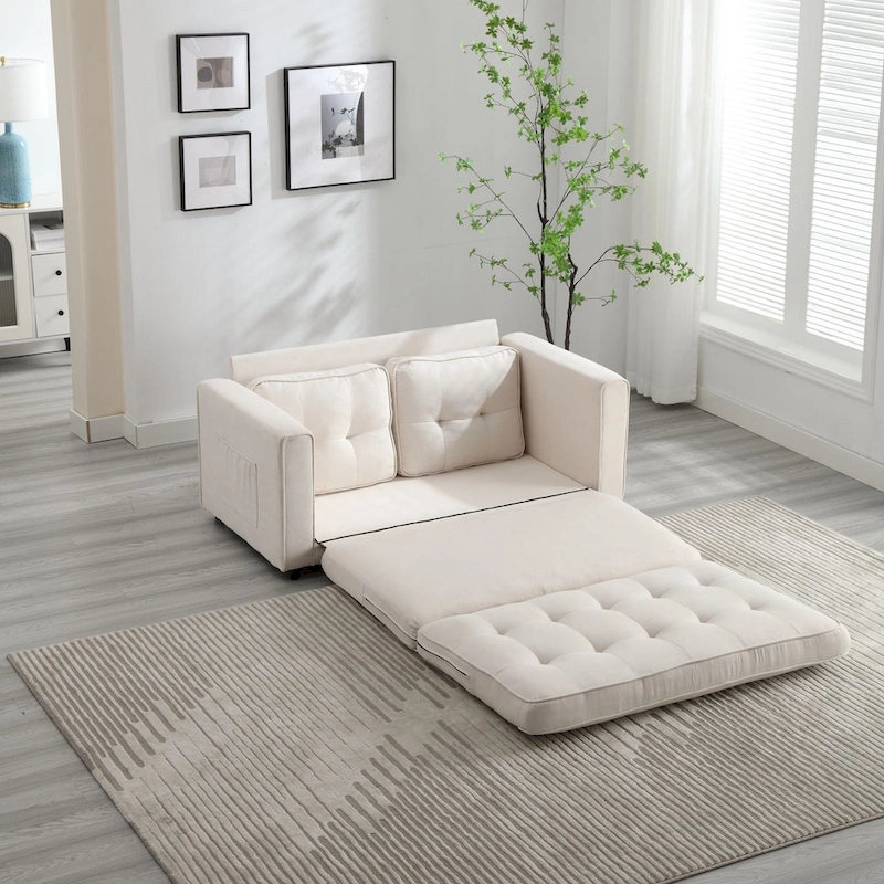 3 Fold Velvet Sofa,Convertible Sleeper Sofabed with Pull Out Couch Bed