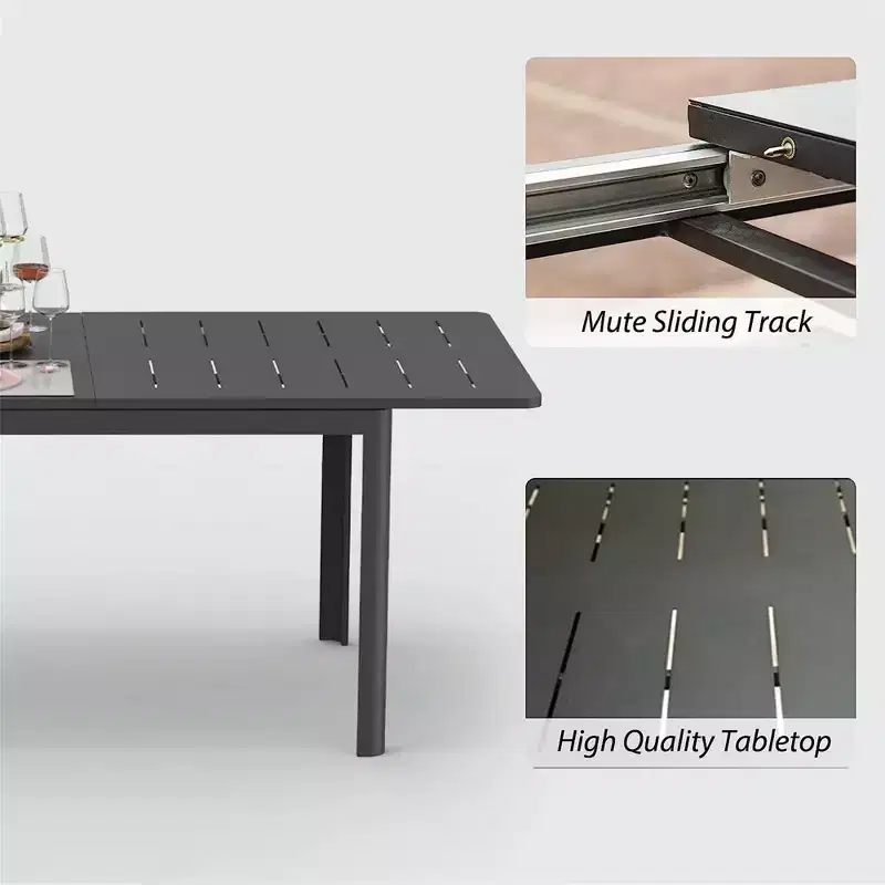 Outdoor Patio Expandable Aluminum Dining Table 65-95