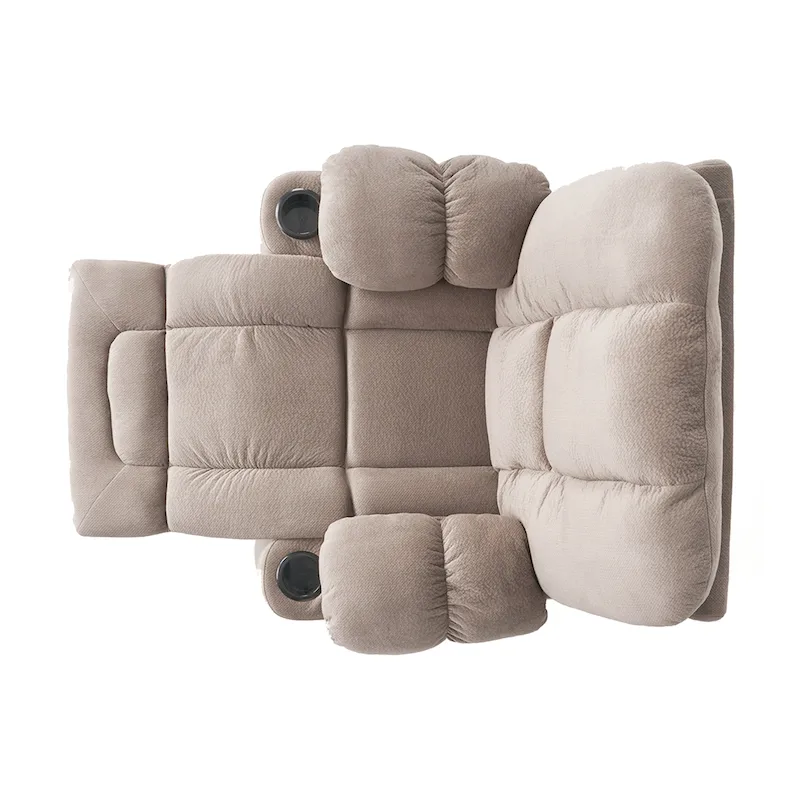 Roomfitters Luxurious Manual Recliner Chair in Chocolate with Skin-Friendly Fabric and Dual Cup Holders