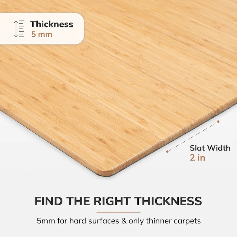 Jani Eco Bamboo Standard Rectangular 5 x 4 ft Chair Mat