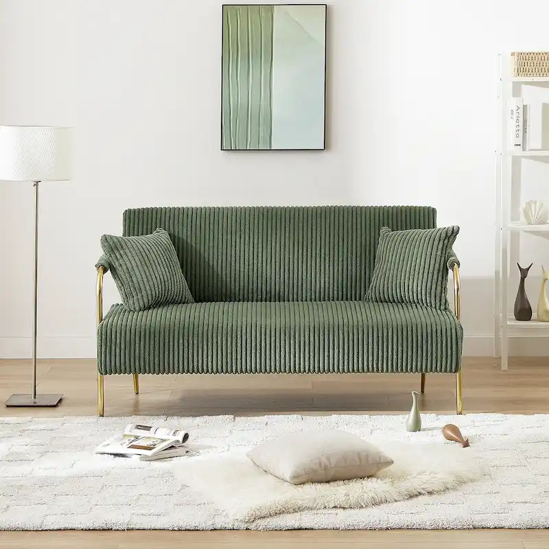 Ouyessir Upholstered Loveseat, Tufted Back Couch, Accent Armchair with 2 Pillows
