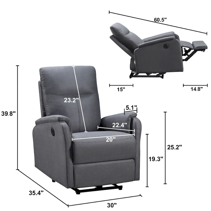 Christopher Knight Home - Hudson Power Recliner Chair with USB Charging