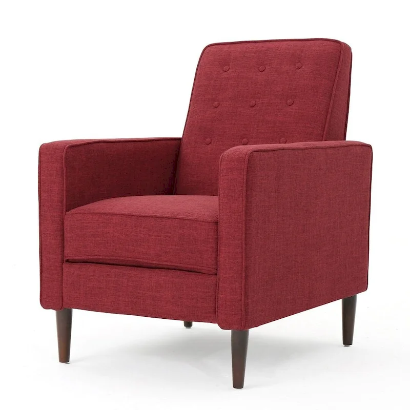 Mid-Century Modern Fabric Recliner Chair with Birch Legs by Christopher Knight Home