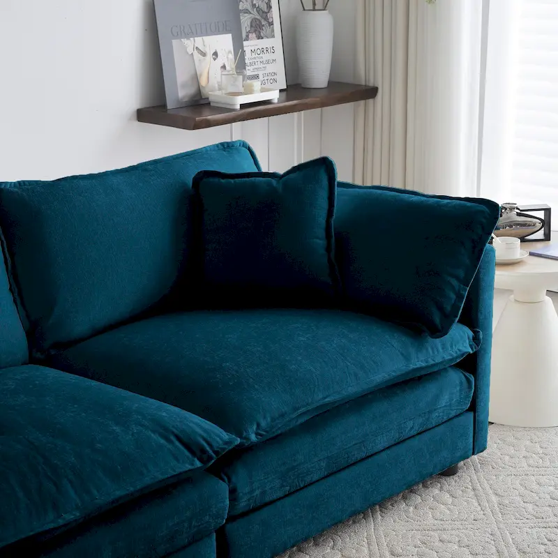 Sofa Set of 3, 1+1+3 Seats Living Room Sofa Set, Accent Chair, Loveseat, and Three-Seat Sofa Modern Style Round Arms 3 Piece Sof