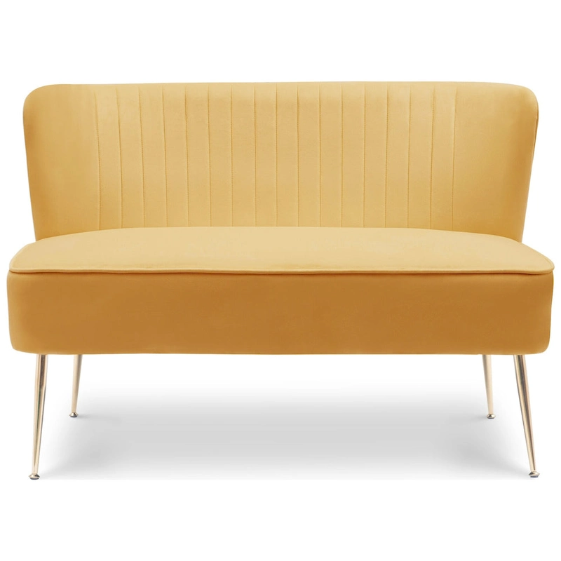 Farrah Upholstered Velvet Polyester 46 Wide Loveseat - Armless/ Scalloped Back