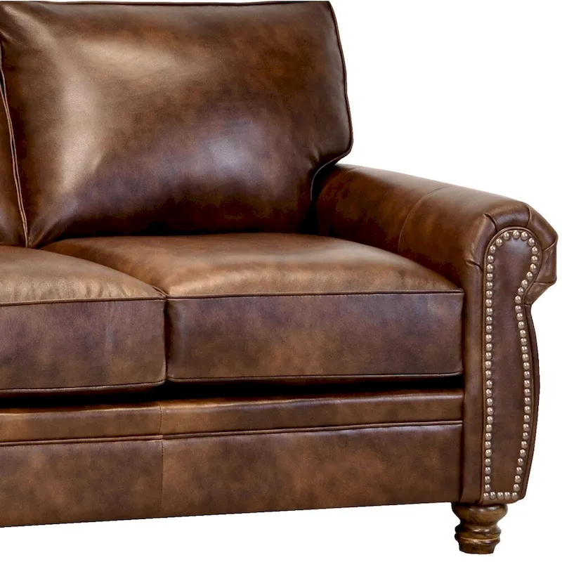 Made in USA Cabot Brown Top Grain Leather Sofa and Loveseat Set