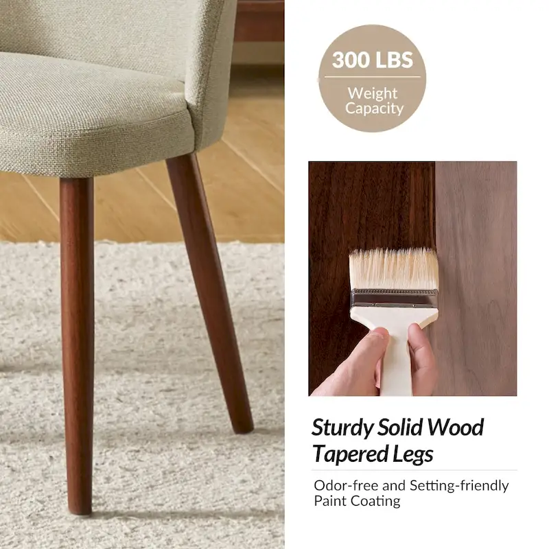 Solid Wood Dining Chair Set of 4 with Curved Backrest