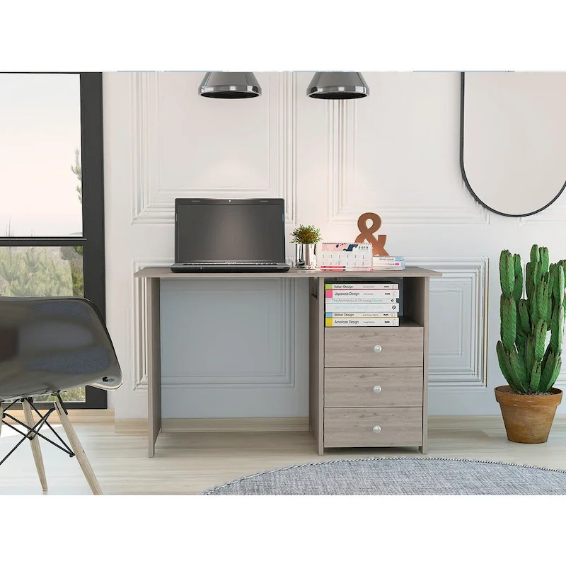 Writing Computer Desk,Three Drawers,One Shelf,Computer Table for Living Room Bedroom