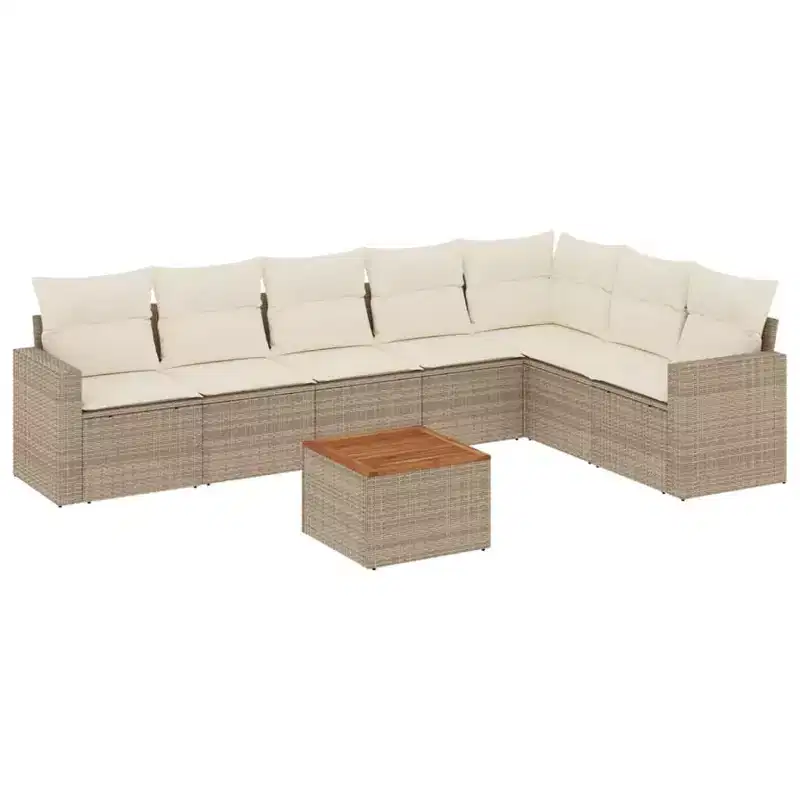 vidaXL Patio Sofa Set with Cushions Outdoor Furniture 8 Piece Poly Rattan