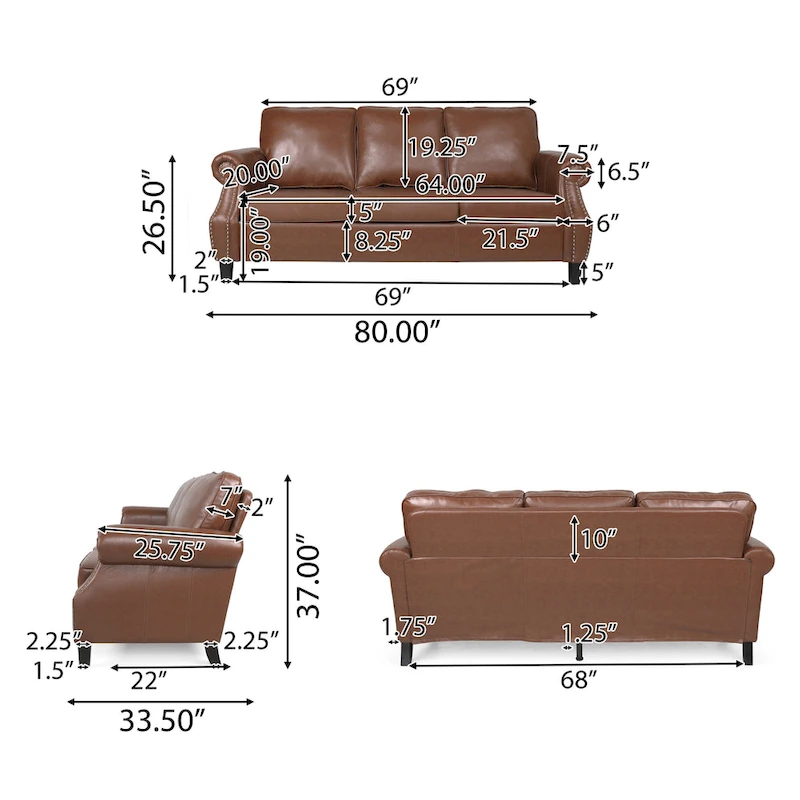 Dowd Faux Leather 3 Piece Club Chair and Sofa Set by Christopher Knight Home