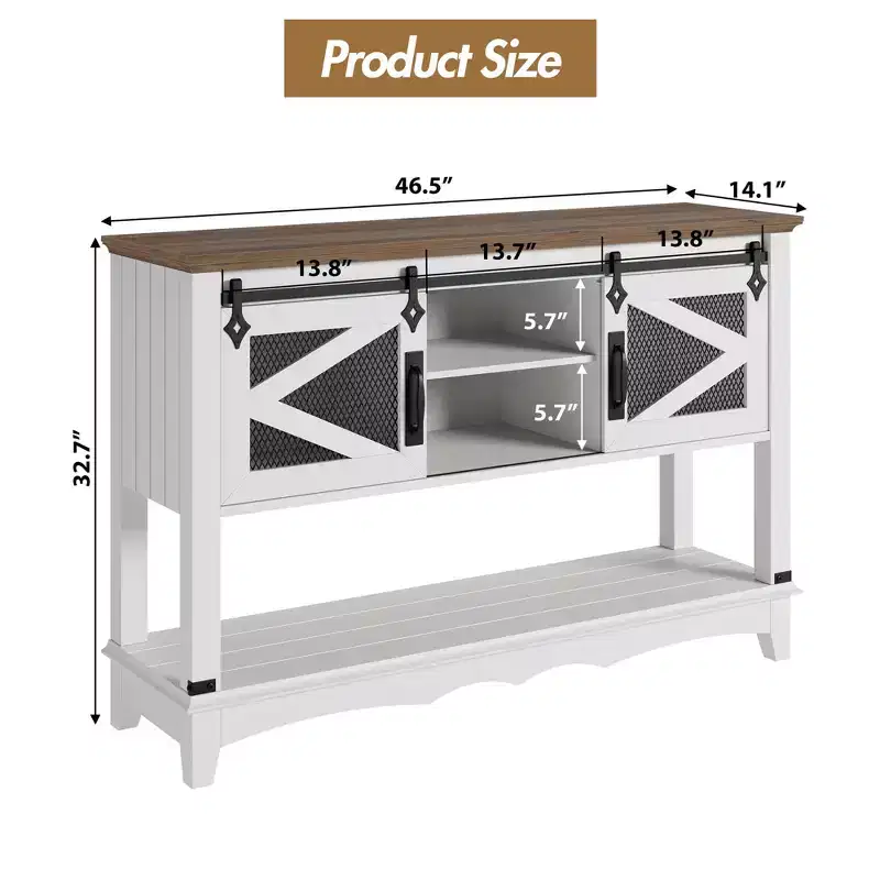 43.3 Narrow Console Table C White 2-Tier Entryway Table (for Living Room/Hallway)