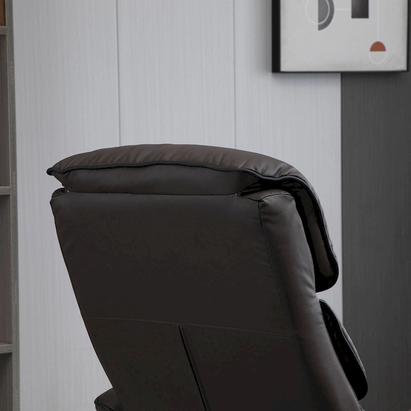 HOMCOM Recliner Chair with Ottoman, Swivel PU Leather High Back Armchair w/ Footrest Stool, 135 Adjustable Backrest