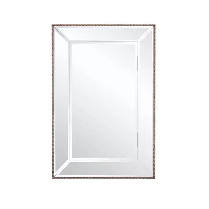 Howard Elliott 36"x24" Rectangular Vanity and Wall Mirror with Beaded Trim: Modern Style, Wood Frame, No Assembly Required