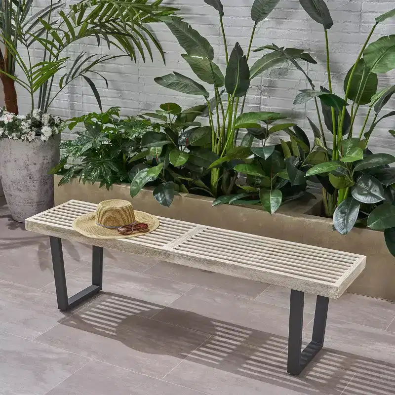 Fresno Acacia Wood Patio Dining Bench Light Gray - Christopher Knight Home: Weather-Resistant, 3-Seater Outdoor Picnic Bench