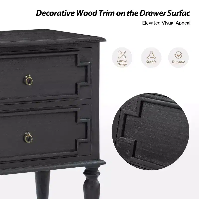 Tikal 28 Tall 2-Drawer End Table Set of 2 | HULALA HOME-WALNUT