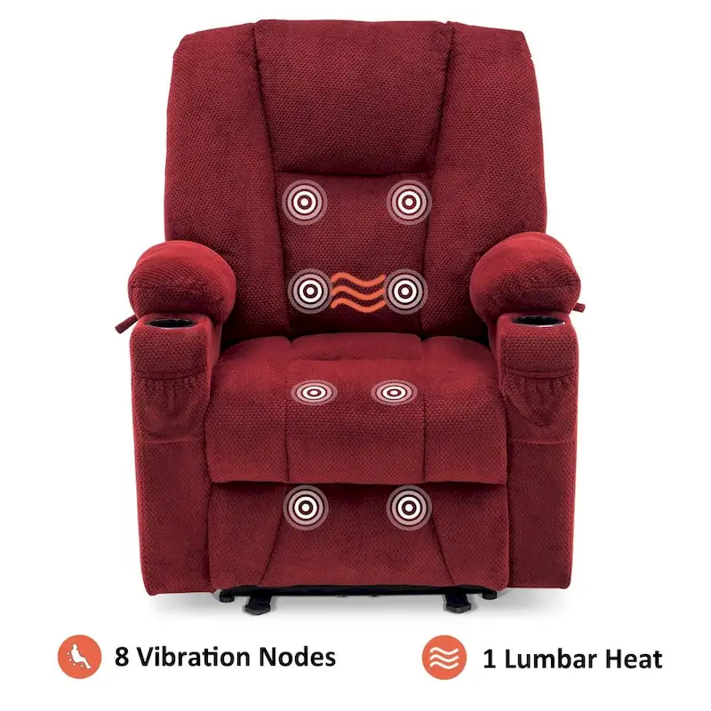 MCombo Electric PowerRecliner Chair with Massage & Heat, Plush Fabric 8015