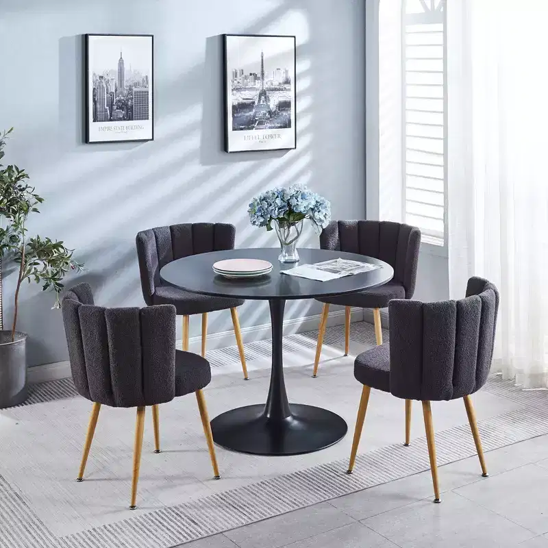 Dining Chairs Set Of 2, Upholstered Chairs With Ergonomic Seat, Metal Legs, Comfortable Backrest, Modern Accent Chair