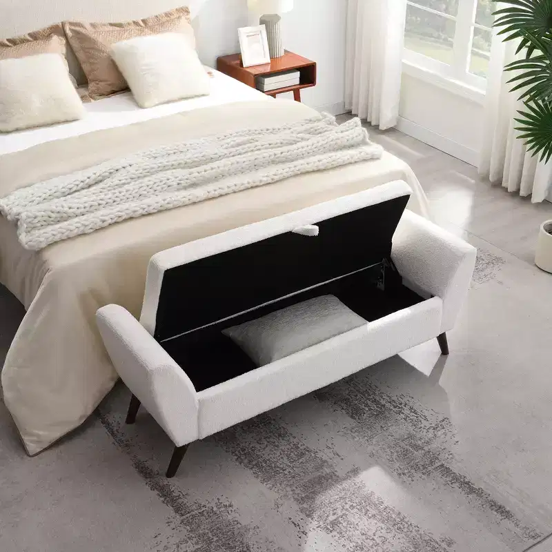 GDFStudio Rupert Modern 60 Inch Upholstered Storage Bench with Hidden Compartment