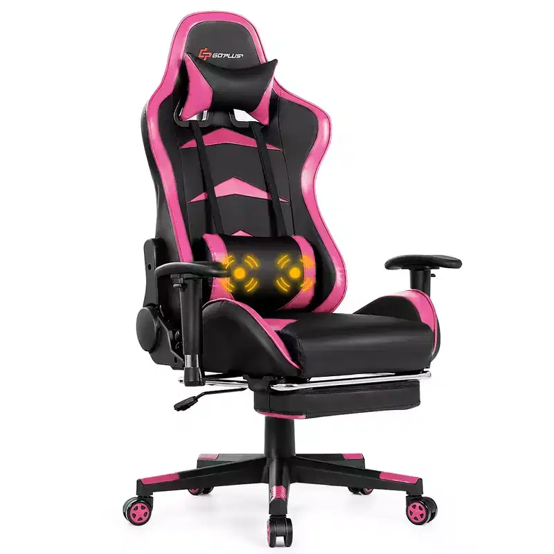 Costway Office Massage Gaming Chair Reclining Swivel Racing with Footrest