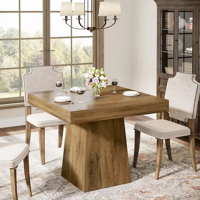 31.5 Inch Square Dining Table, Wood Kitchen Table Small Dinner Table Farmhouse Dining Room Table